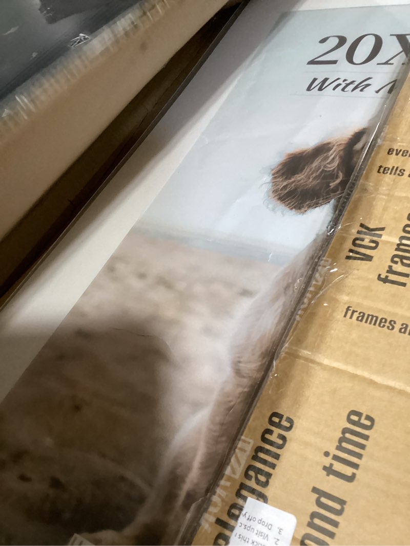 Condition photo showing Good Condition for vck 20x30 frame 5 pack - natural wood grain, high-end wood picture frames with polished plexiglass, display 16x24 photo with mat or 20x30 without mat, art gallery-quality, wall hanging, natural natural 20x30 5 pack