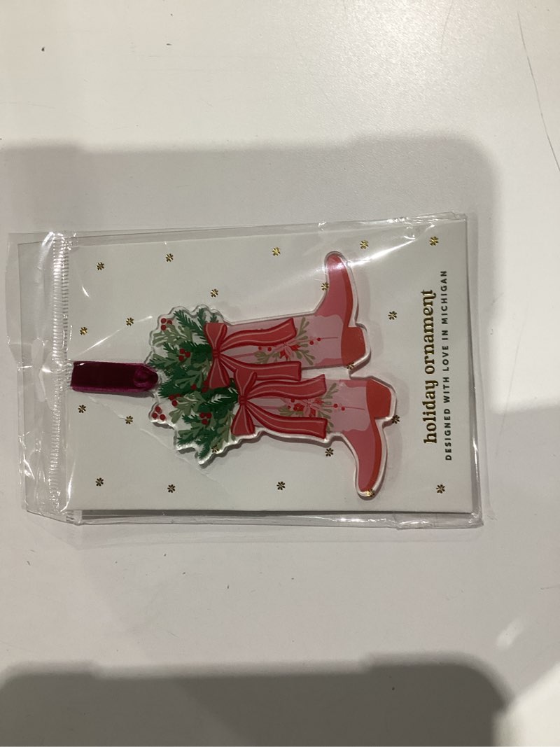 Condition photo showing New/Like New for Not exact, similar. Book Lover Christmas Ornament - Bookshelf Wish List Double Sided Round Holiday Tree Decoration - More Books for Christmas Pink Decor Round Books