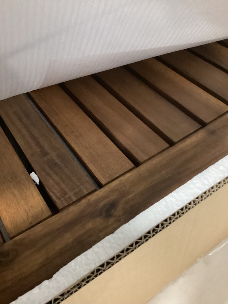 Condition photo showing New/Like New for Teak Shower Bench, 20" Solid Wood Shower Stool Waterproof Shower Seat with Storage Shelf for Bathroom, Indoor & Outdoor Use Rectangular