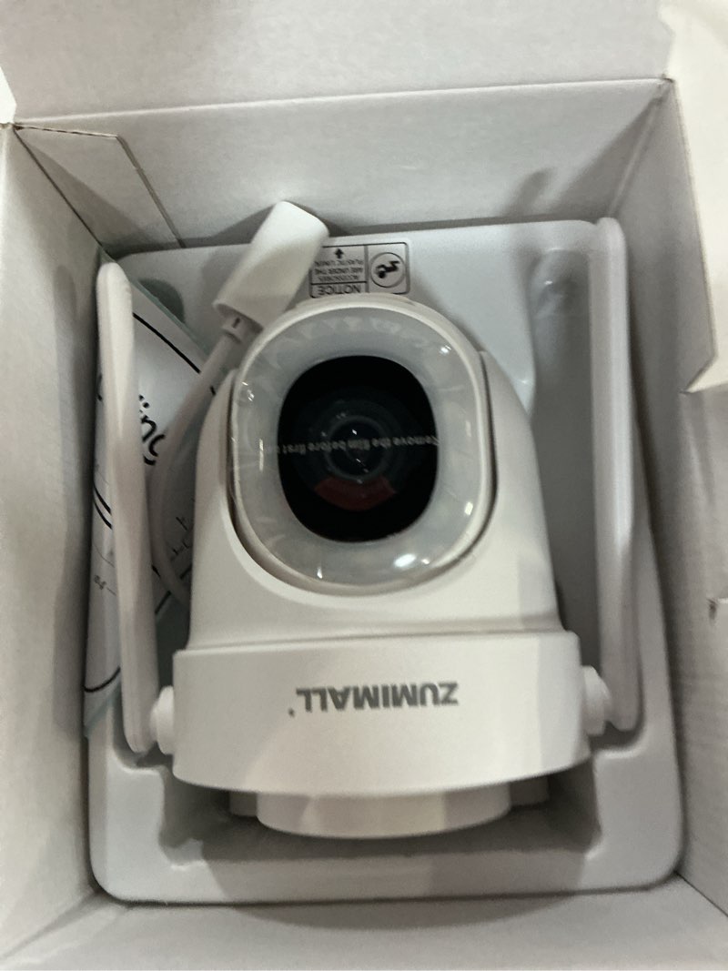 Condition photo showing Good Condition for zumimall 5mp security camera outdoor - 2.4g/5g wifi, wired camera 24/7 recording | ai motion & noise detection, 360° auto tracking, color night vision | ip66 weatherproof, alexa compatible white 5mp