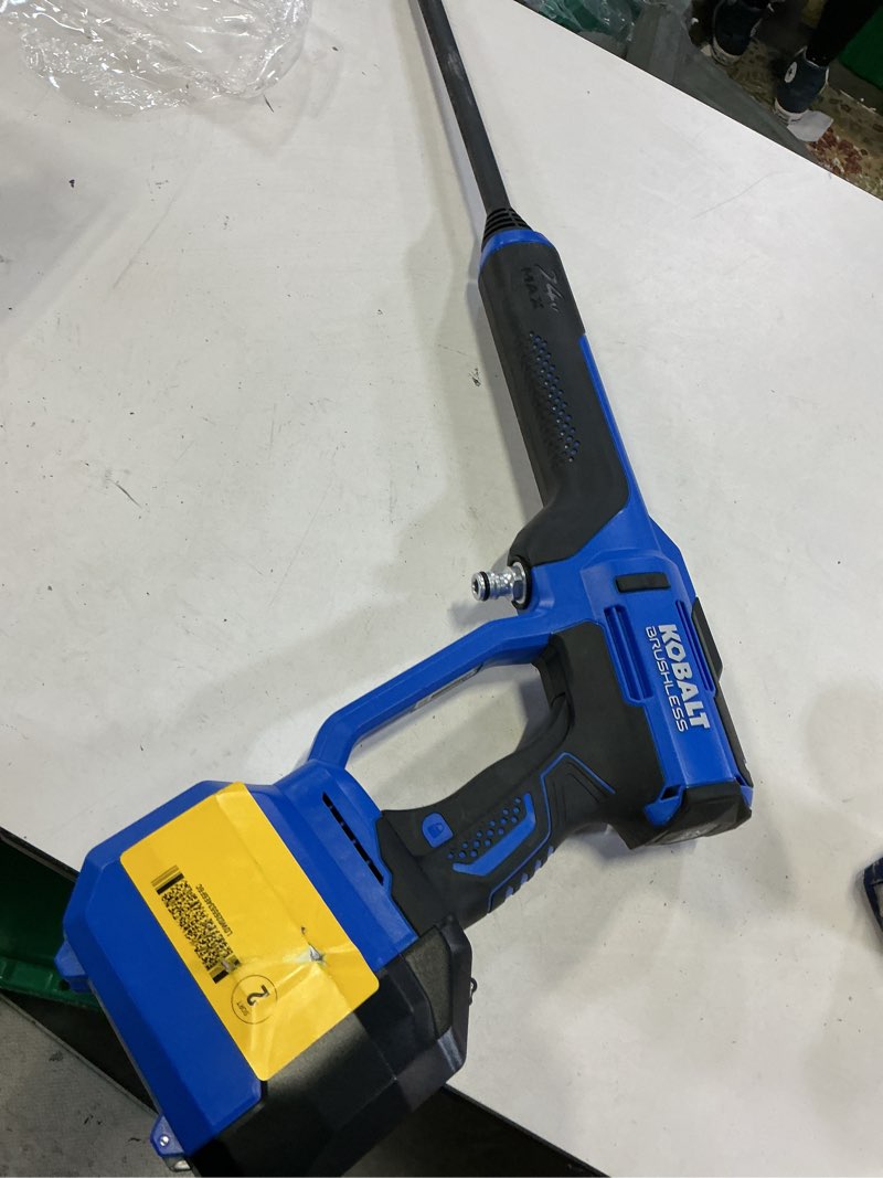 Condition photo showing As Is for kobalt 700-psi 0.8-gpm cold water battery outdoor power cleaner with 1 spray tips