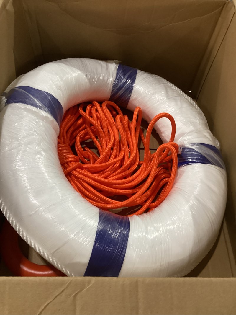 Life buoy and orange rescue rope
