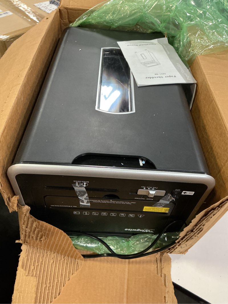 Condition photo showing Good Condition for wingwise auto feed paper shredder, 60 sheets cross cut, cd/credit card shredder with anti-jam & dual modes, 5.8 gallon bin, p-4 high security for home office