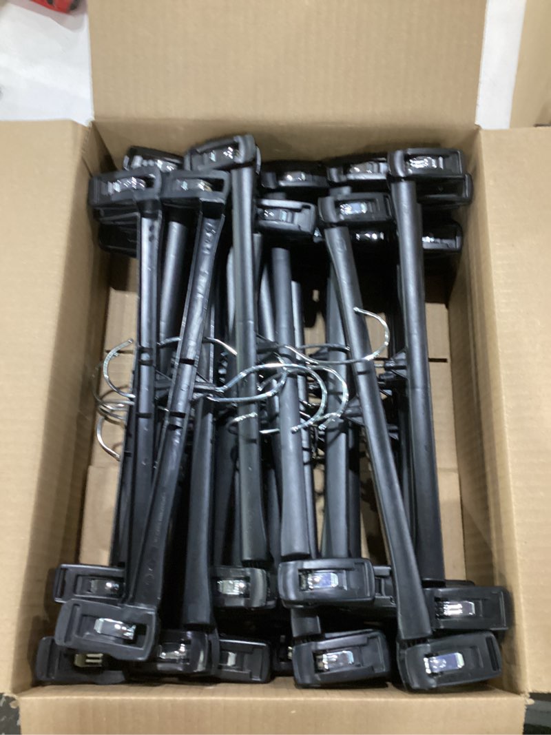 Condition photo showing Good Condition for smartor plastic pants hangers - 30 pack, black pant hanger, shorts hangers with non-slip clips, dress, heavy duty hanger for trouser, slack, skirt, demin jean, dress - 14 inch 30 pack 14
