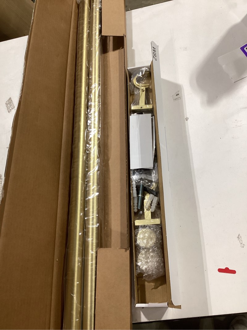Condition photo showing Good Condition for blasthome® non-adjustable luxury curtain rods for windows, 1 ¼” rod set, 6 foot fixed length (two rods connect for a seamless look), brushed gold single rod brushed gold 6 foot