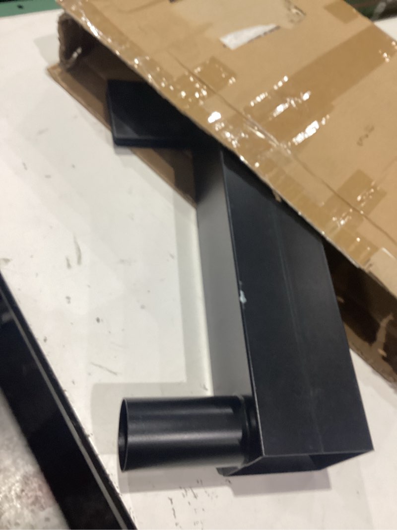 Condition photo showing As Is for double bullhorn tenon adapter, 2 3/8" top mounting bracket for 2 lights, heavy duty steel 180° arm with 3" square base & round slip fitters, for outdoor shoebox street light, parking lot light fixture