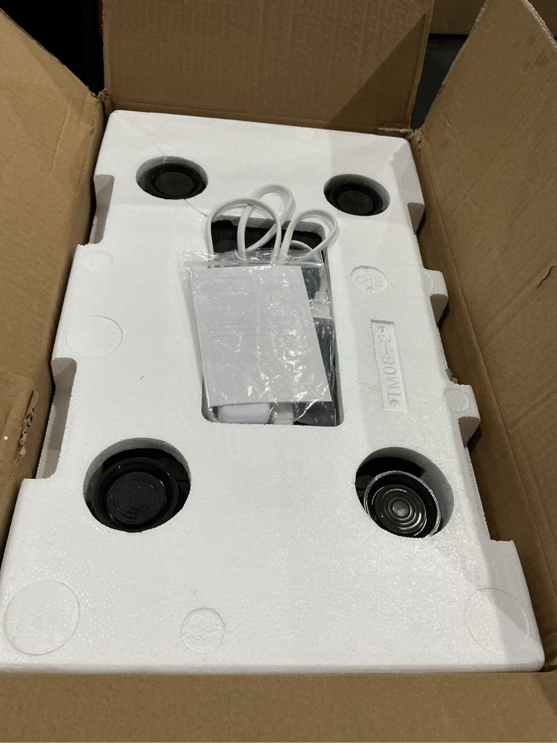 Condition photo showing As Is for merach vibration plate exercise machine, curved vibration plate for lymphatic drainage weight loss, vibrating plate with real-time calorie tracking on led display, workout equipment for home women men black