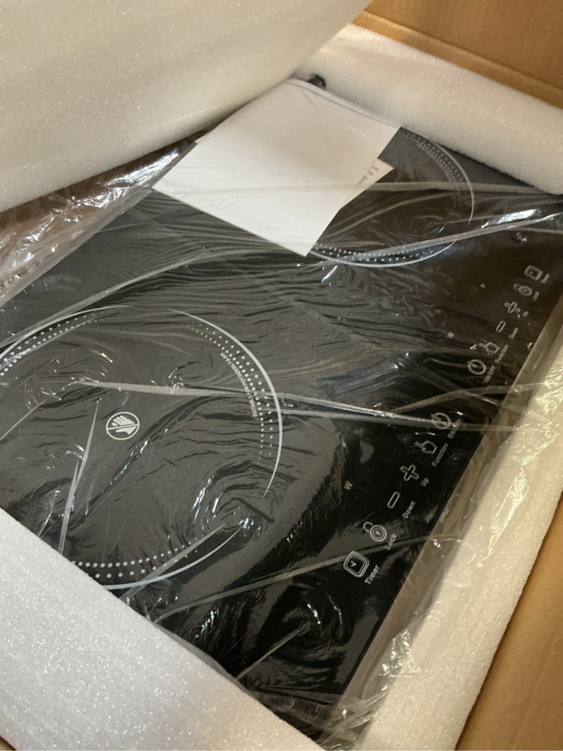 Condition photo showing New/Like New for electric cooktop,110v 3600w stove top, 20 inch countertop with 9 power levels,led touch control,overheat protection,child safety lock & timer,touch control 2 burner electric cooktop
