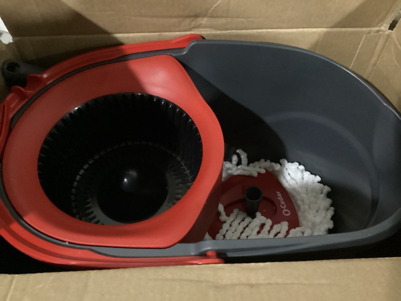 Condition photo showing As Is for o-cedar easywring spin mop & bucket system with 3 extra refills