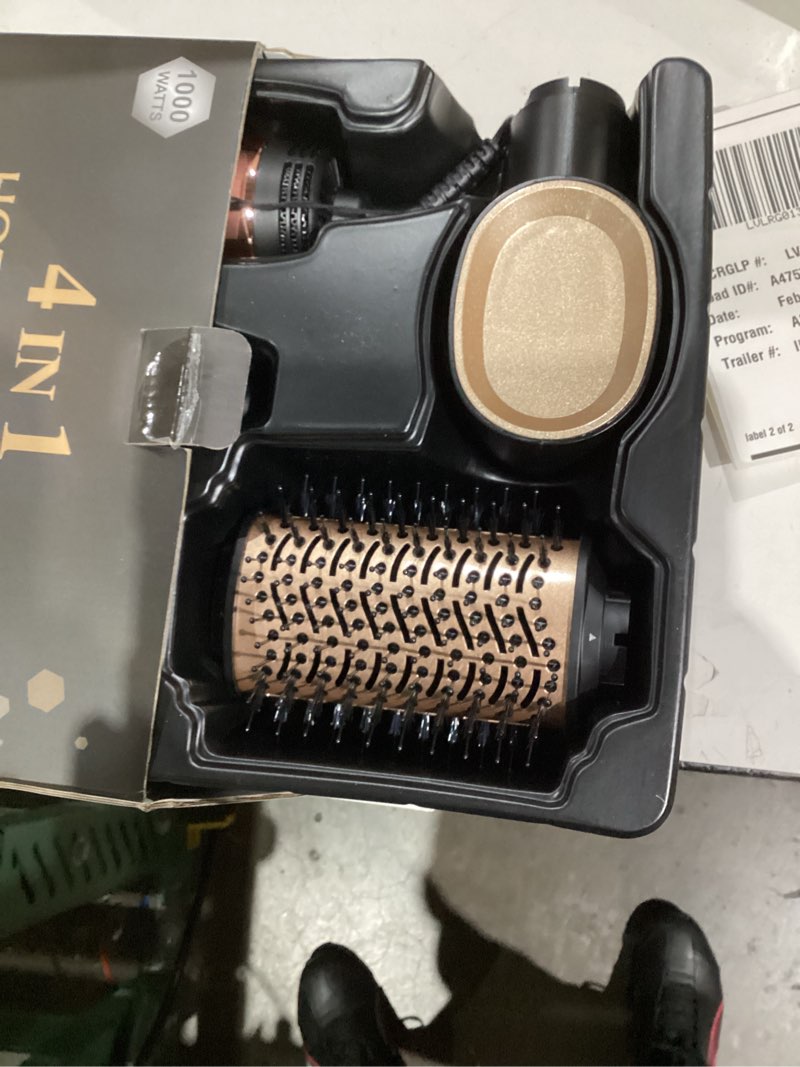 Condition photo showing Good Condition for Hair Dryer Brush Blow Dryer Brush in One Hot Air Brush for Drying and Straightening, Volumizer Multi-Styler Smooth Curls for All Hair Types, Frizz-Free Blowout Brush for Salon Quality Black& Rose Gold