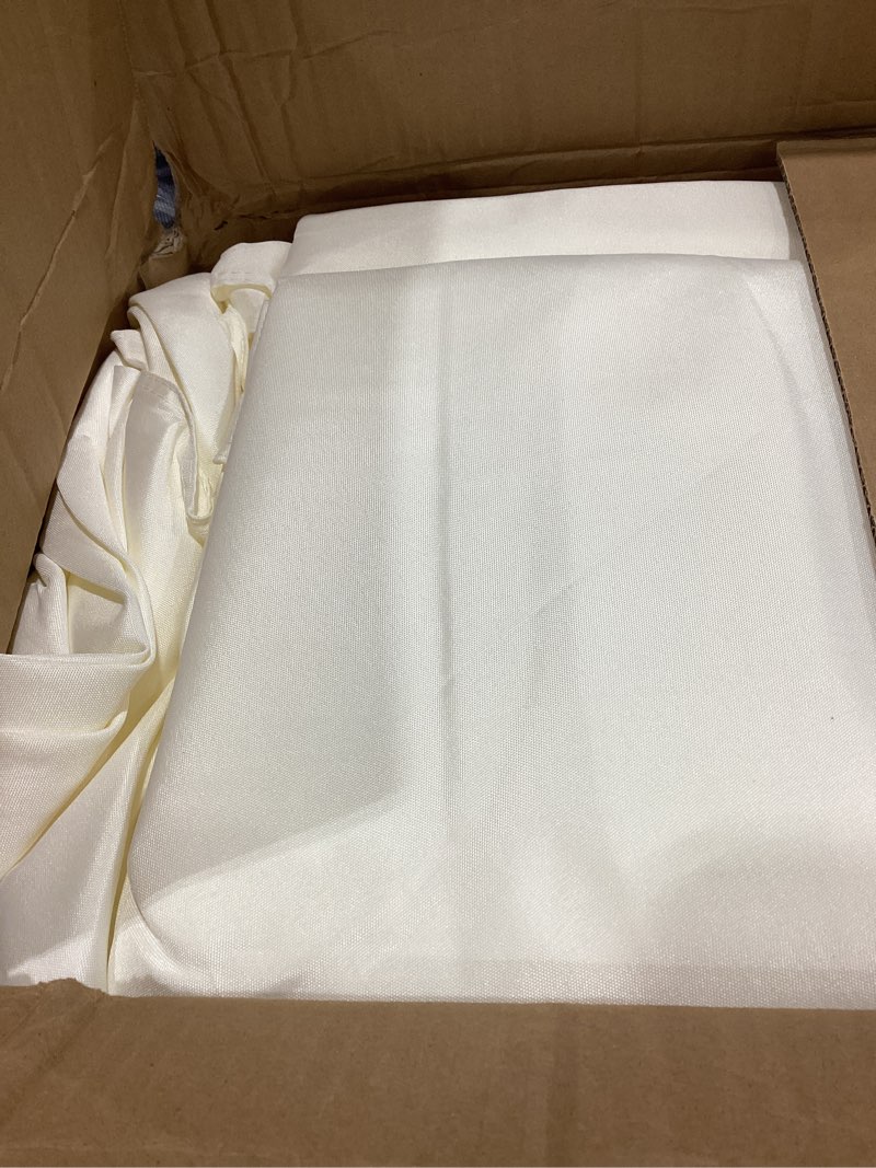Condition photo showing Good Condition for 10-Pack Ivory Round Tablecloths, 108 Inches, Stain-Resistant Polyester for 4-5 Ft Round Tables - Washable Table Covers for Weddings, Banquets, Birthday Parties, Events Ivory 108 In, 10 Pack