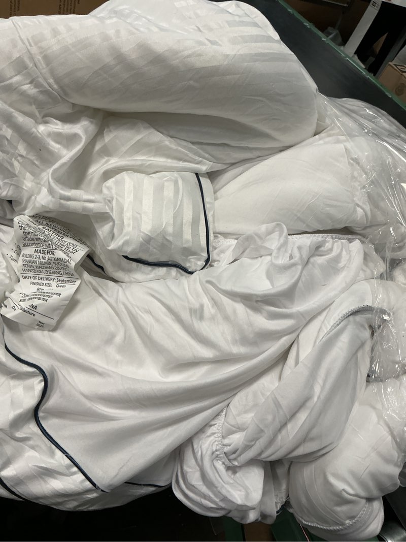 Condition photo showing As Is for whatsbedding 4 inch memory foam mattress topper queen for back pain relief, filled with breathable gel memory foam, fluffy comfort supportive pillow top mattress topper, 80x60x4in white queen