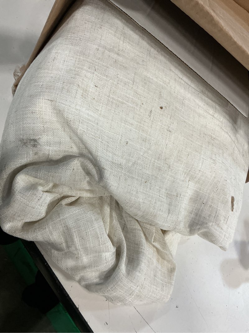 Condition photo showing As Is for pinch pleated curtains blackout, linen blackout curtains 96 inches long 2 panels set for bedroom, thermal insulated pinch pleated drapes for living room, 70" w x 96" l (pack of 2), natural bare | natural 70"w x 96"l (pack of 2)