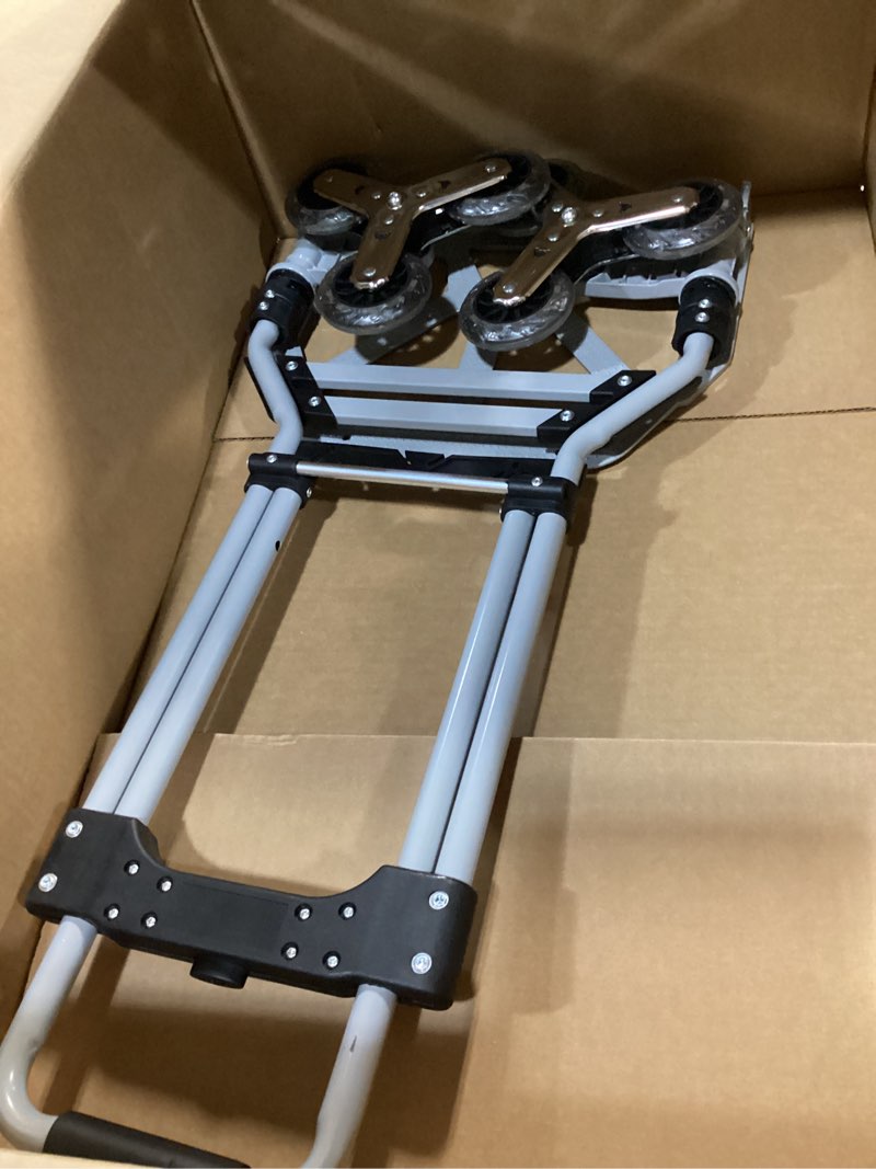 Condition photo showing Good Condition for stair climbing cart, 220 lbs aluminum stair climber dolly, heavy duty folding hand truck dolly with 6 wheels, telescoping handle and elastic rope for home, moving, groceries, warehouse black gray 220 lbs