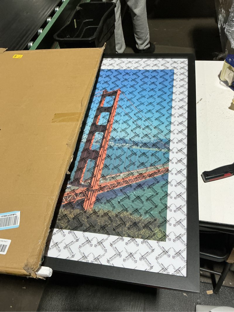 Condition photo showing As Is for PEALSN 24x36 Poster Frame, Display Pictures 20 x 30 with Mat or 24 x 36 Without Mat, Poster Frames 24 x 36 inches for Wall Mounting Display, Black. Black 24x36