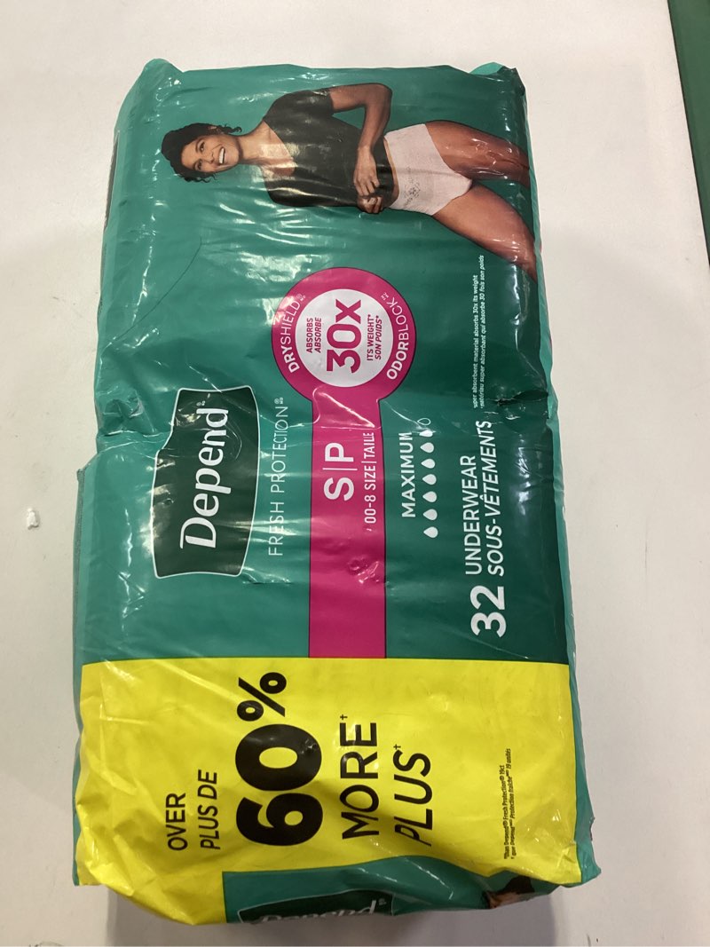 Condition photo showing New/Like New for Depend Fresh Protection Adult Diapers, Incontinence & Postpartum Bladder Leak Underwear for Women, Disposable, Maximum, Small, Blush, 32 Count, Packaging May Vary Small 32