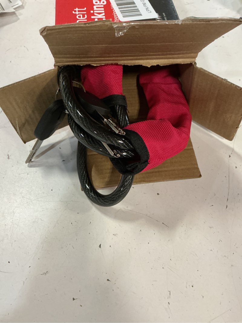 Condition photo showing Good Condition for kaycentop car steering wheel lock, seat belt lock, anti-theft device, max 17 inch length, small and light-weight, multi-functional, fit most vehicle, suv, golf cart security (red)