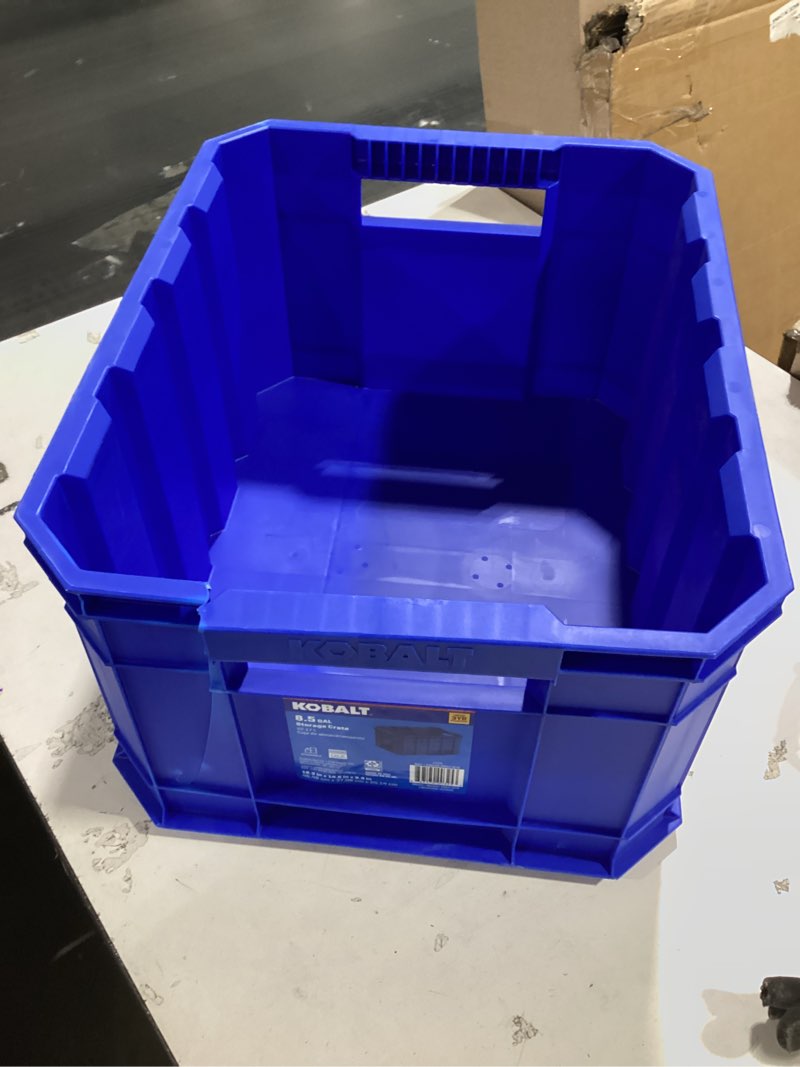 Condition photo showing Good Condition for kobalt small 8.5 -gallons ( 34 -quarts ) blue heavy duty stackable tote