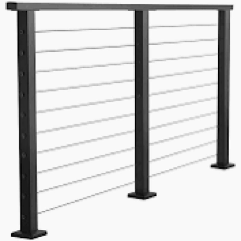 VEVOR Cable Railing Post, 36"x2"x2" Deck Railing Post, Black Stair Post with 30° Pre-Drilled Holes, 