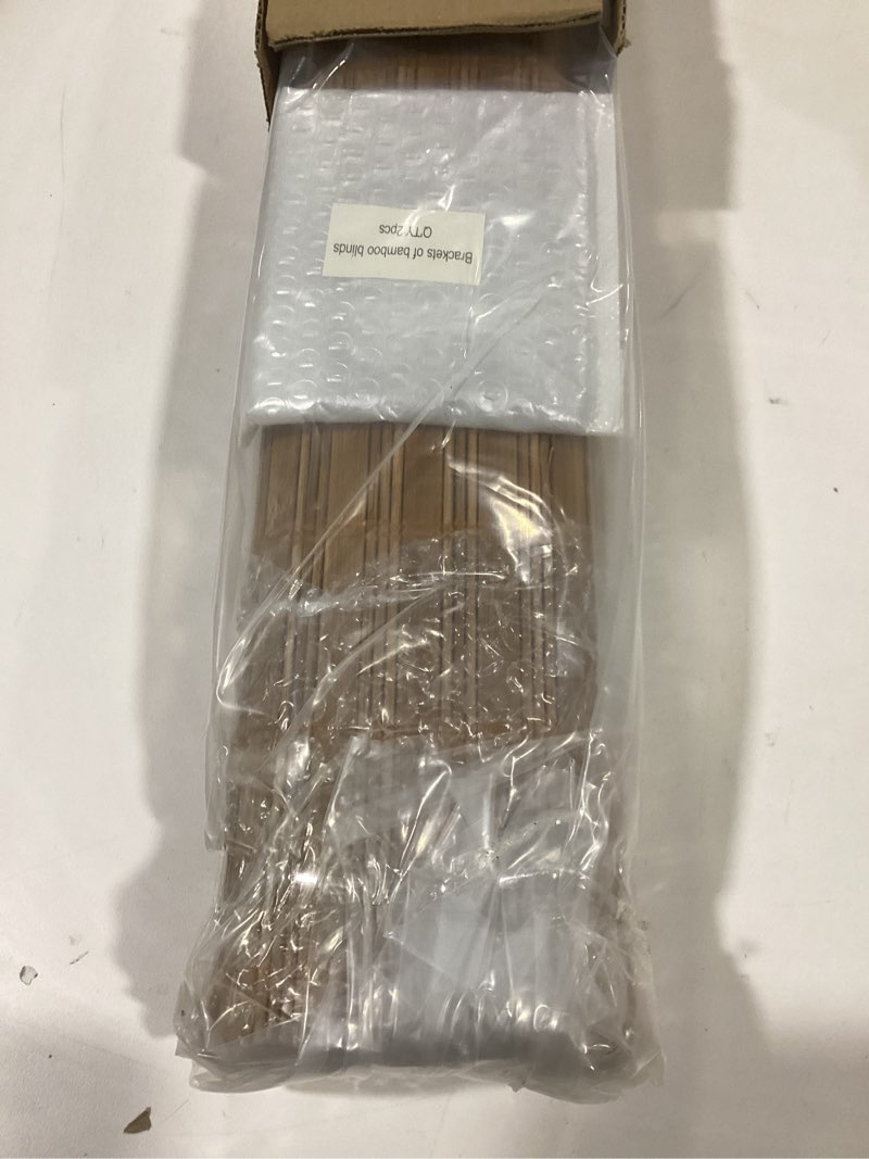 Condition photo showing Good Condition for LazBlinds No Tools No Drill Bamboo Roller Shades, Cordless Bamboo Blinds, Light Filtering Roll Up Blinds for Windows, French Door, Porch or Patio, 30'' W x 64'' H, Squirrel Squirrel 30'' W x 64'' H