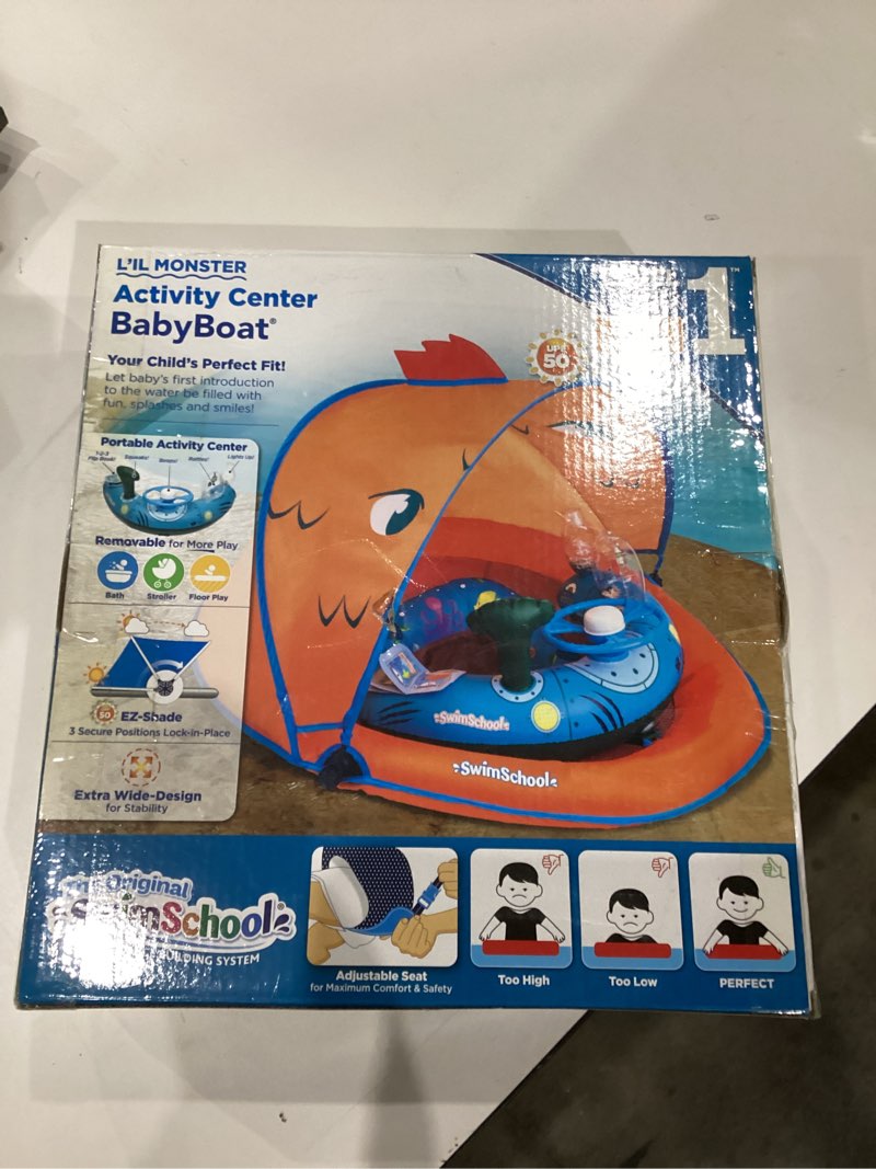 Condition photo showing New/Like New for SwimSchool Baby Pool Float with Adjustable Canopy - 6-24 Months - Includes 5-Toy Interactive Play Co