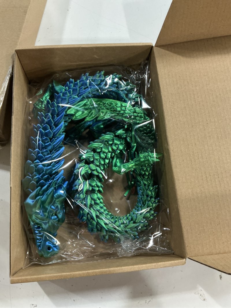 Condition photo showing New/Like New for yilcer 12 in 3d printed dragon egg - easter basket essentials stuffers, prefilled easter egg filled with toy for kid boys, crystal articulated dragon fidget toys (laser green)