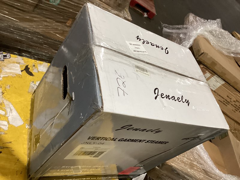 Condition photo showing As Is for steamer for clothes, jenaely 1500w standing garment steamers, 35s fast heat-up, 80 mins of continuous powerful steam with 2.8l water tank, pants clip & children's clothing hanger