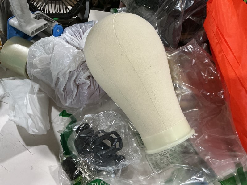 Condition photo showing Good Condition for leeven 21"-24" poly canvas block head professional mannequin canvas head for making, drying,styling wigs with table clamp stand 22 inch white wig head 22 inch (pack of 1)