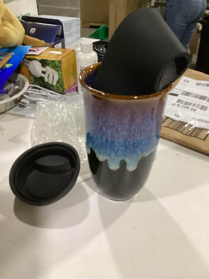 Condition photo showing New/Like New for NOVA CERAMICS Coffee Tumbler – Travel Mug - On the Go Coffee Mug – Microwave & Dishwasher Safe Green Coffee Tumbler - Gifts For Women Men Him Her – 16oz – Monsoon Monsoon 16 Ounces