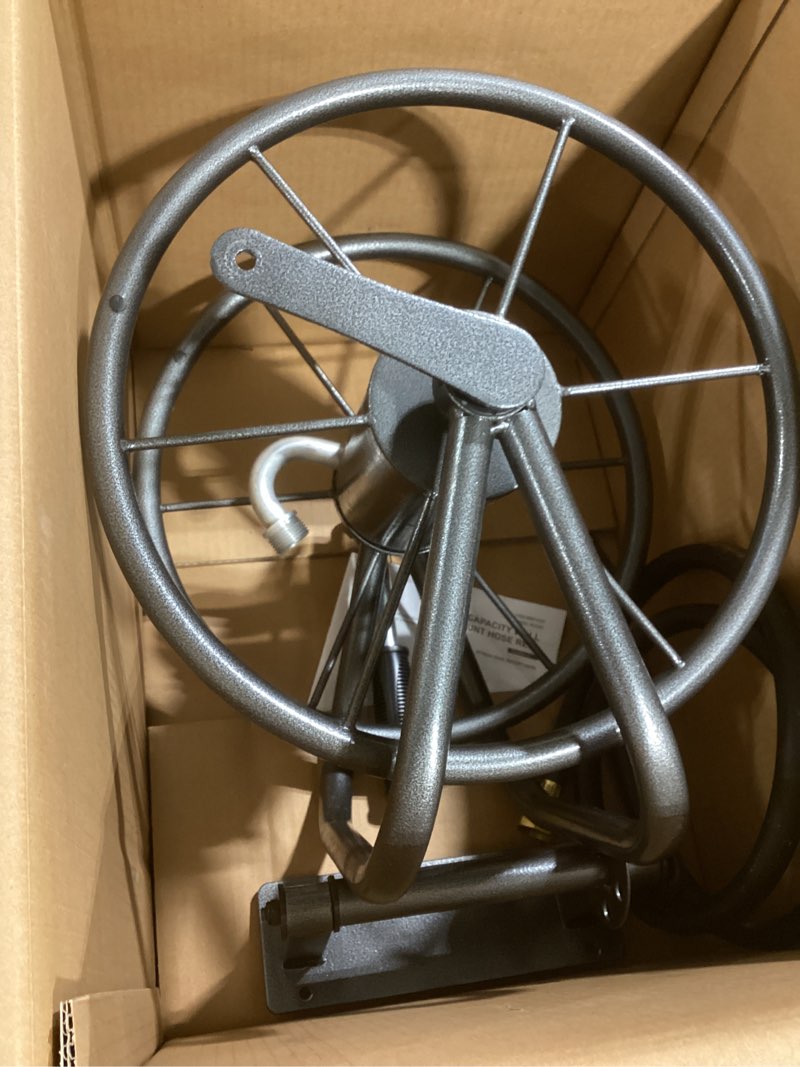 Condition photo showing As Is for project source steel 200-ft cart hose reel