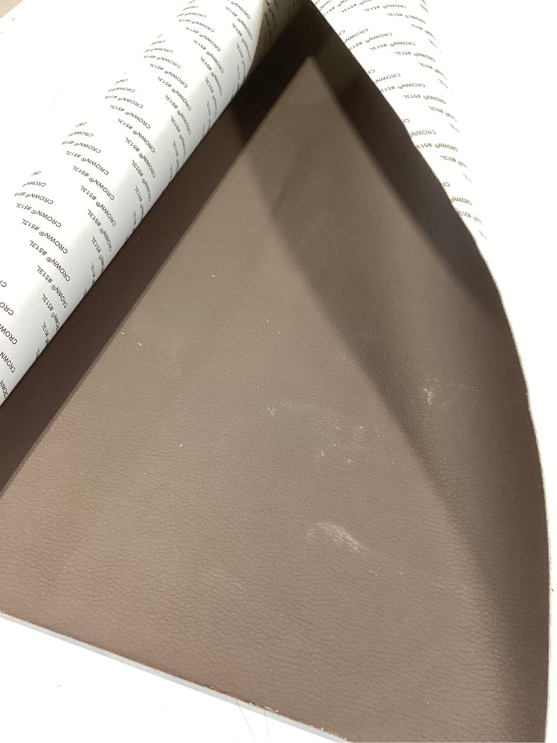 Condition photo showing As Is for similar to faux leather fabric, 19\"x54\" brown smooth solid vinyl fabric, synthetic leather, faux leather sheets for upholstery, diy crafts, handbags and sewing projects brown-smooth 19\"x54\" (50cm x 140cm)