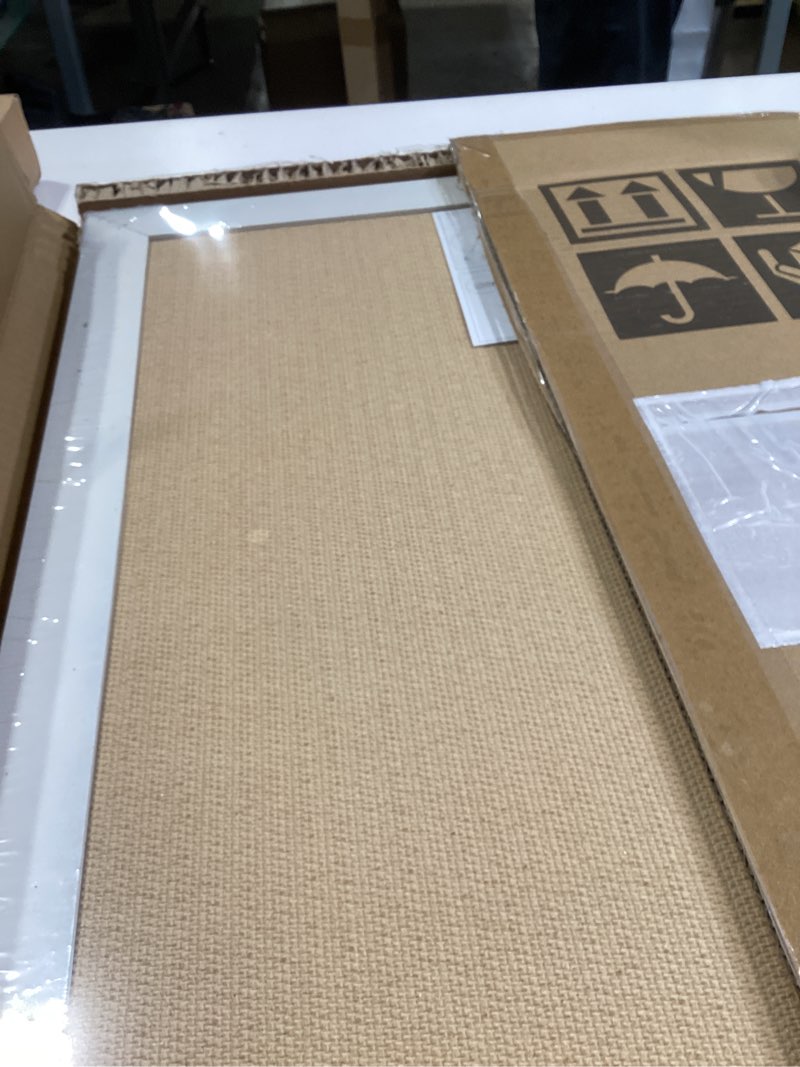 Condition photo showing Good Condition for dollar boss white cork board for wall - 24 x 18 inches, rustic wooden frame bulletin board, decorative hanging pin board for office & home decor white 24''x 18‘’