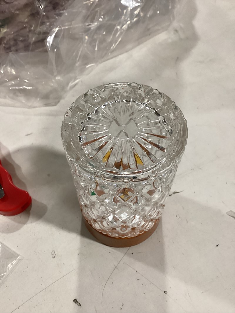 Condition photo showing Good Condition for (SIMILAR TO STOCK PHOTO)5plots Flameless Battery Operated Candles Set of 2, White LED Candles with Remote Timer, Real Wax Glass Pillar Candles Warm Flickering Light for Indoor Home, Halloween, Christmas Decor D3 x H6 6\" White 3\"x6\"6\"