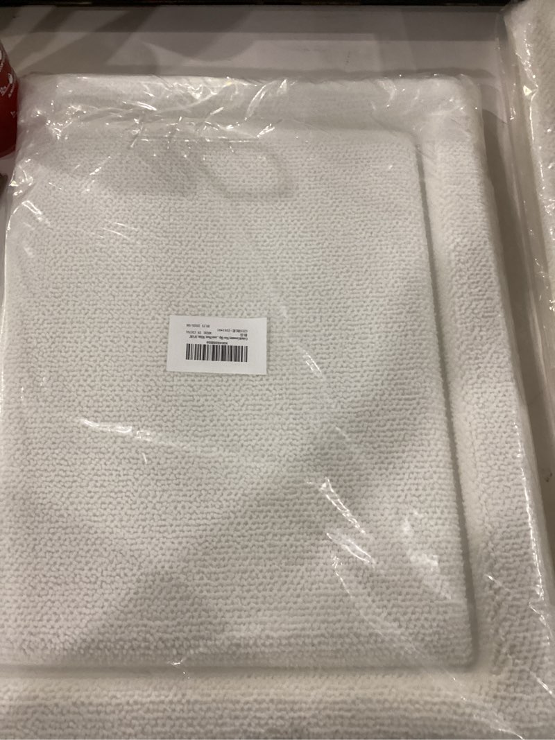 Condition photo showing New/Like New for color&geometry 36x24 memory foam bath mat, ivory bathroom rugs soft absorbent chenille bath rug, non slip bath mats for bathroom, thick shower mats, ivory 1-ivory 2' x 3' (rectangular)