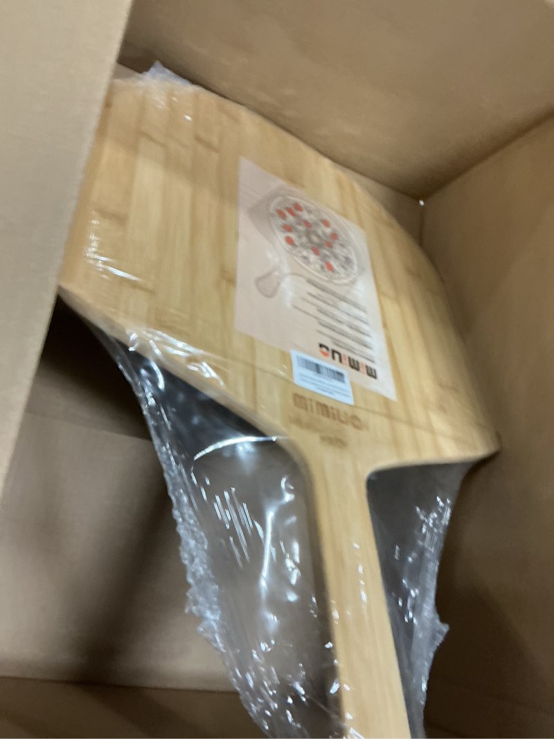 Condition photo showing Good Condition for mimiuo natural bamboo pizza peel - 12 inch wooden pizza spatula for baking homemade pizza bread and cutting fruit vegs