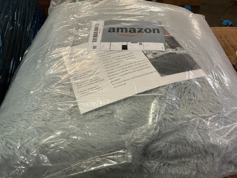 Condition photo showing New/Like New for Merelax Soft Modern Indoor Large Shaggy Rug for Livingroom Bedroom Dorm Kids Room Home Decorative, Non-Slip Plush Fluffy Furry Fur Area Rugs Comfy Nursery Accent Floor Carpet 8x10 Feet, Grey 8' x 10' (Rectangular) Grey