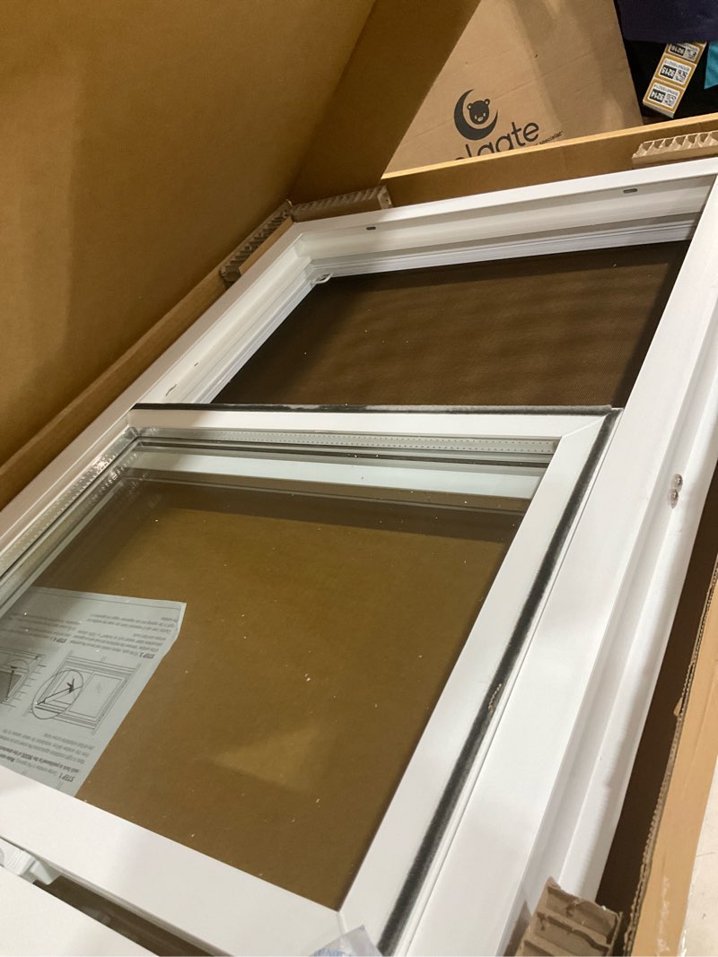 Condition photo showing Good Condition for left-hand single sliding vinyl window white with dual pane insulated glass