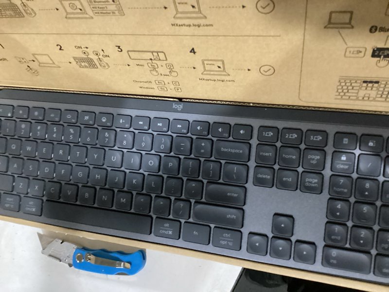 Condition photo showing As Is for Logitech MX Keys S Combo - Performance Wireless Keyboard and Mouse with Palm Rest, Customizable Illumination, Fast Scrolling, Bluetooth, USB C, for Windows, Linux, Chrome, Mac,Color Graphite. Graphite Keyboard + Mouse Combo