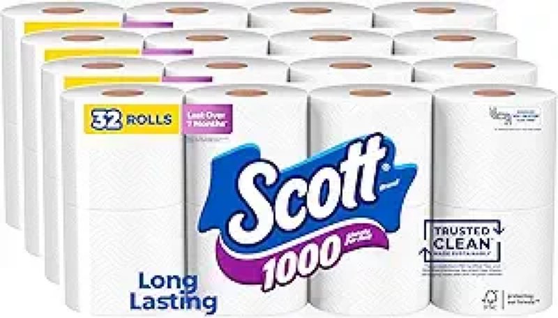 scott 1000 sheets per roll toilet paper, 32 rolls