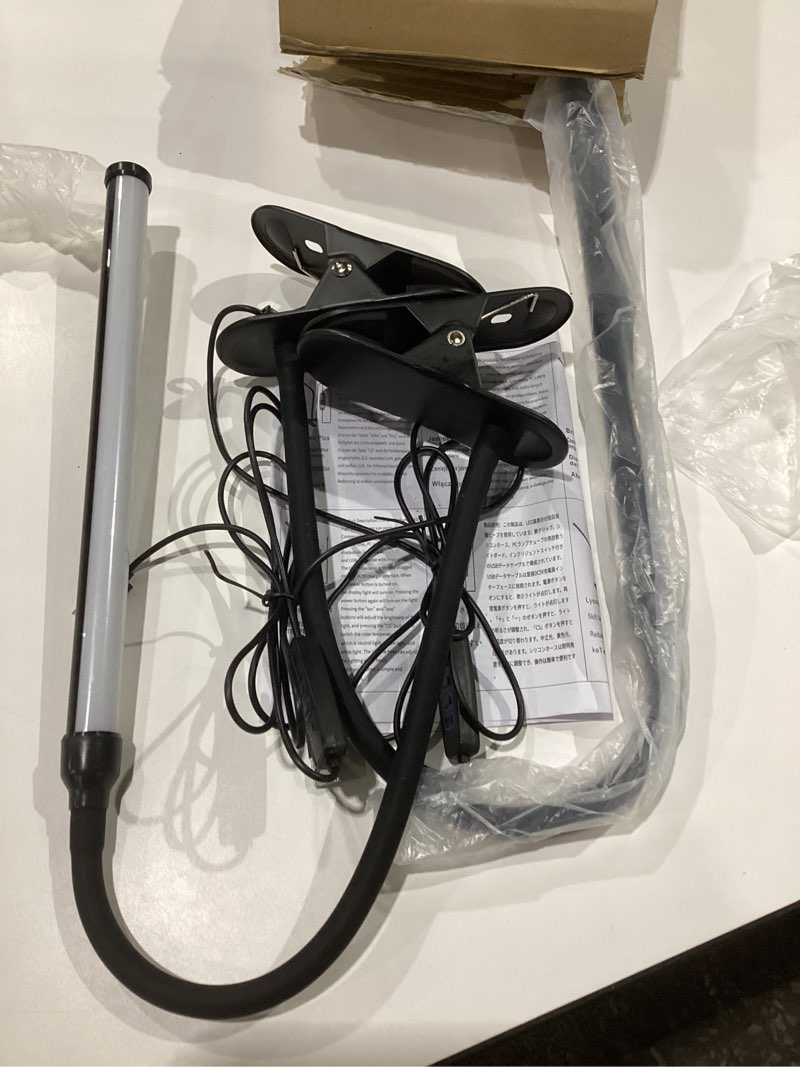 Condition photo showing As Is for 2 Pack LED Desk Lamp with Clamp,Eye-Caring Clip on Lights for Home Office Study Reading,3 Modes 10 Brightness,Long Flexible Goose-Neck,Swing Arm Architect Task Table Lamps with USB Adapter Black 11inch/2 pack
