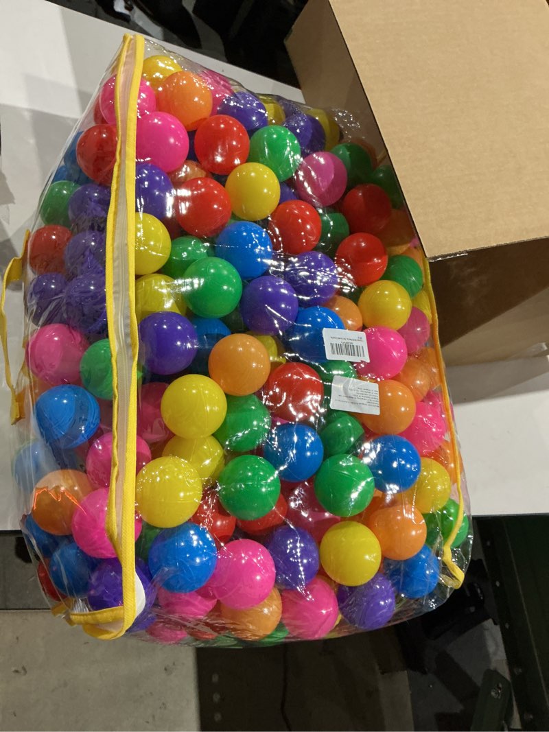 Condition photo showing New/Like New for ball pit balls phthalate free bpa free crush proof plastic - 7 bright colors in reusable play toys for kids with storage bag 400 balls, 7 colors