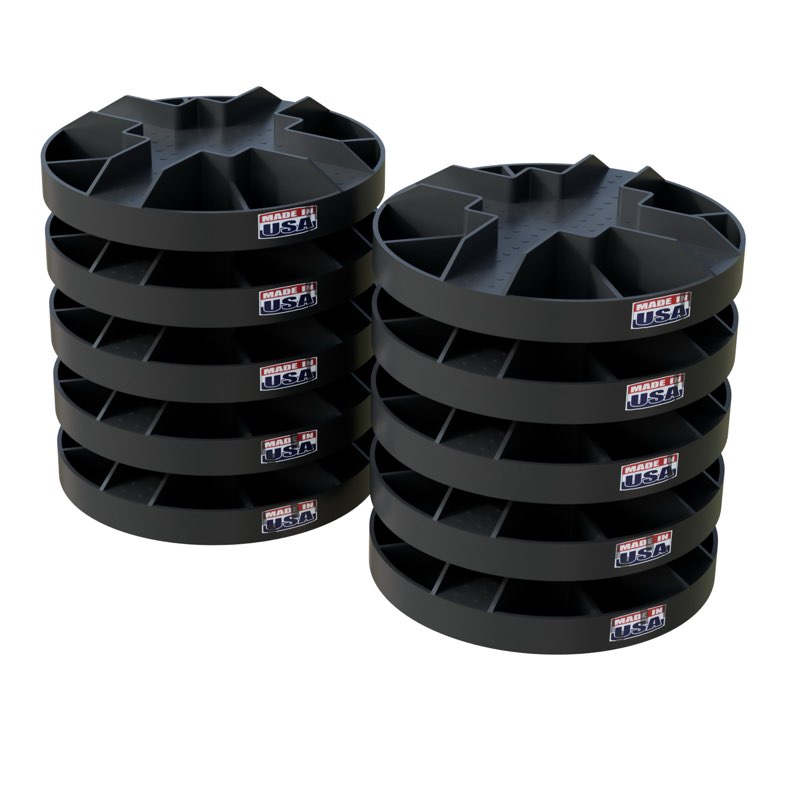 BULLKE 10” Round Handi Floating Deck Blocks - Durable & Strong Shed Platform Base, Deck Support Pedestal for Floating Pier Post Beam Support Base, Made in USA (20 Pack)
