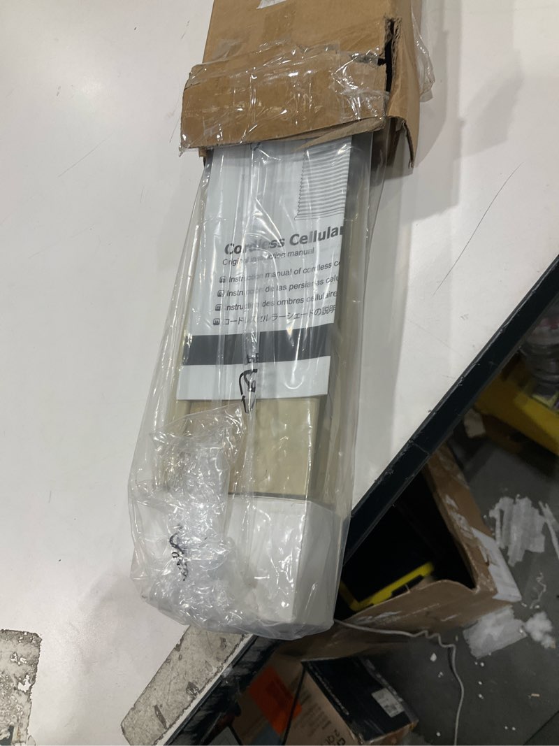Condition photo showing Good Condition for LazBlinds Cordless Cellular Shades, Blackout Privacy Honeycomb Shades for Home, Thermal Insulation Noise Reduction Blinds for Windows, 23'' W x 48'' H, Cream Blackout-cream 23'' W x 48'' H
