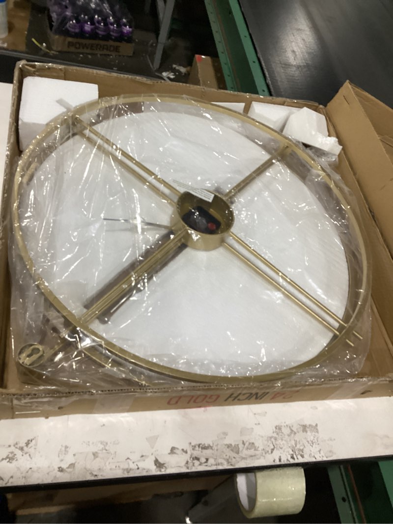 Condition photo showing Good Condition for Gold Brass Wall Clock 24 Inch Wall Clocks for Living Room Decor Mordern Decorative Clock Minimalism Non Ticking Battery Operated Metal Clock for Living Room Kitchen and Office Gold 24"