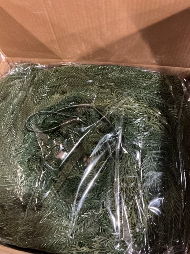 Condition photo showing New/Like New for Norfolk Pine Garland Artificial Real Touch Green Thick Faux Norfolk Pine & Cedar 9FT Greenery Christmas Decor for Mantle Fireplace Wall Table Railings Indoor Outdoor Xmas Decorations Norfolk Cedar 9FT