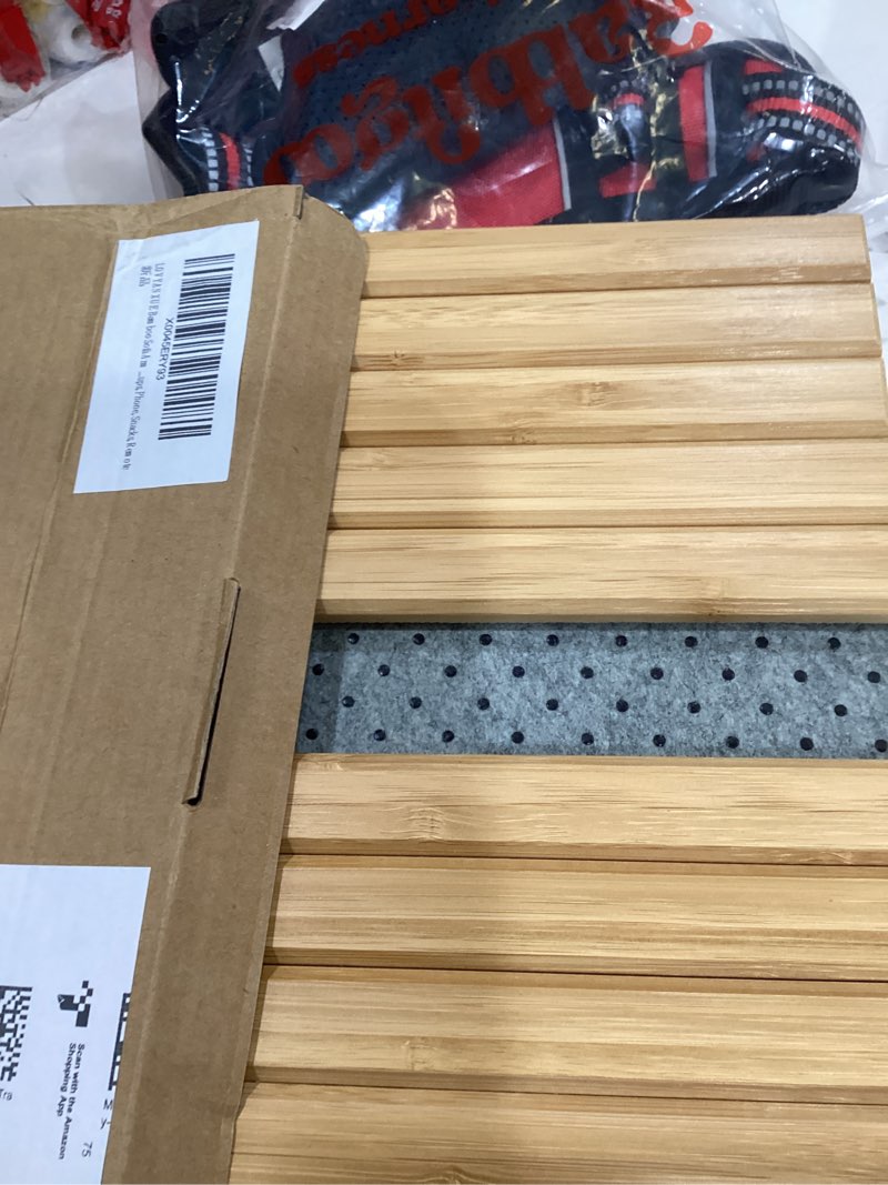 Condition photo showing Good Condition for bamboo sofa arm tray, anti falling couch arm tray table, foldable couch armrest table, portable sofa armrest trays cup holder for drink, cups, phone, snacks, remote large (without phone holder) bamboo color