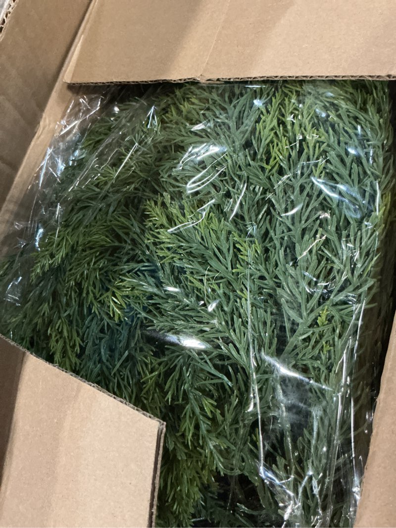 Condition photo showing Good Condition for 2 pack artificial cedar topiary trees with ground spike 20.86" faux pine shrubs bushes uv resistant faux evergreen cedar ball tree for front door porch planters indoor outdoor spring summer decor