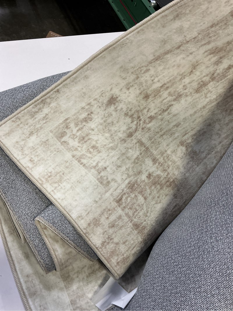 Condition photo showing As Is for 8x10 area rugs for living room: washable large vintage floral rug low pile non-slip boho carpet for bedroom dining home office (beige, 8'x10') beige 8' x 10' (rectangular)