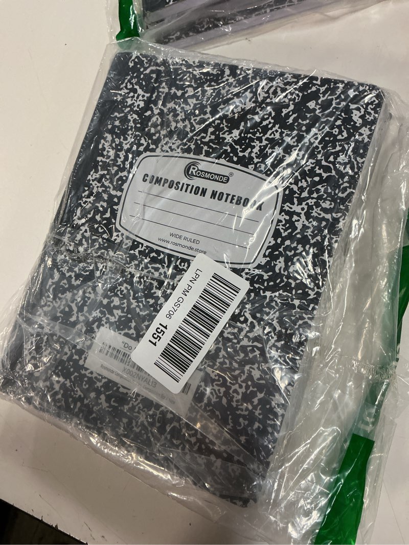 Condition photo showing Good Condition for rosmonde composition notebook wide ruled 5 pack, 200 pages (100 sheets), 9-3/4 x 7-1/2, back to school supplies, notebooks for school, office supplies, notebooks for work, wide ruled notebook 5 pack black marble