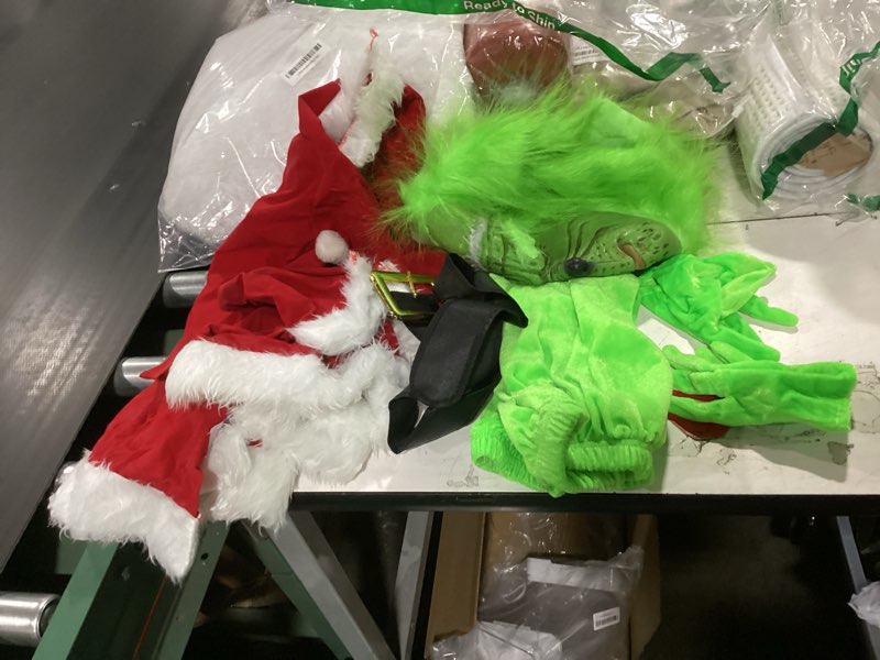 Condition photo showing Good Condition for green costumes kids 5pcs costume long sleeve hooded top and pants sets green monster christmas outfits kids small